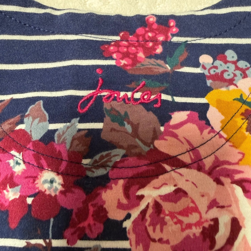Nautical Floral Joules Premium Grade Girls Top 2Y Navy Stripe Long Sleeve - Picture 8 of 8